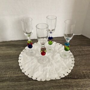 Hand Blown Harlequin Glasses with Decorative Stems